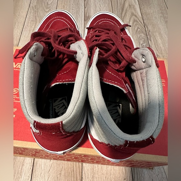 Men’s Vans Burgundy and Gray Sk8-Hi Sneakers - Picture 4 of 6